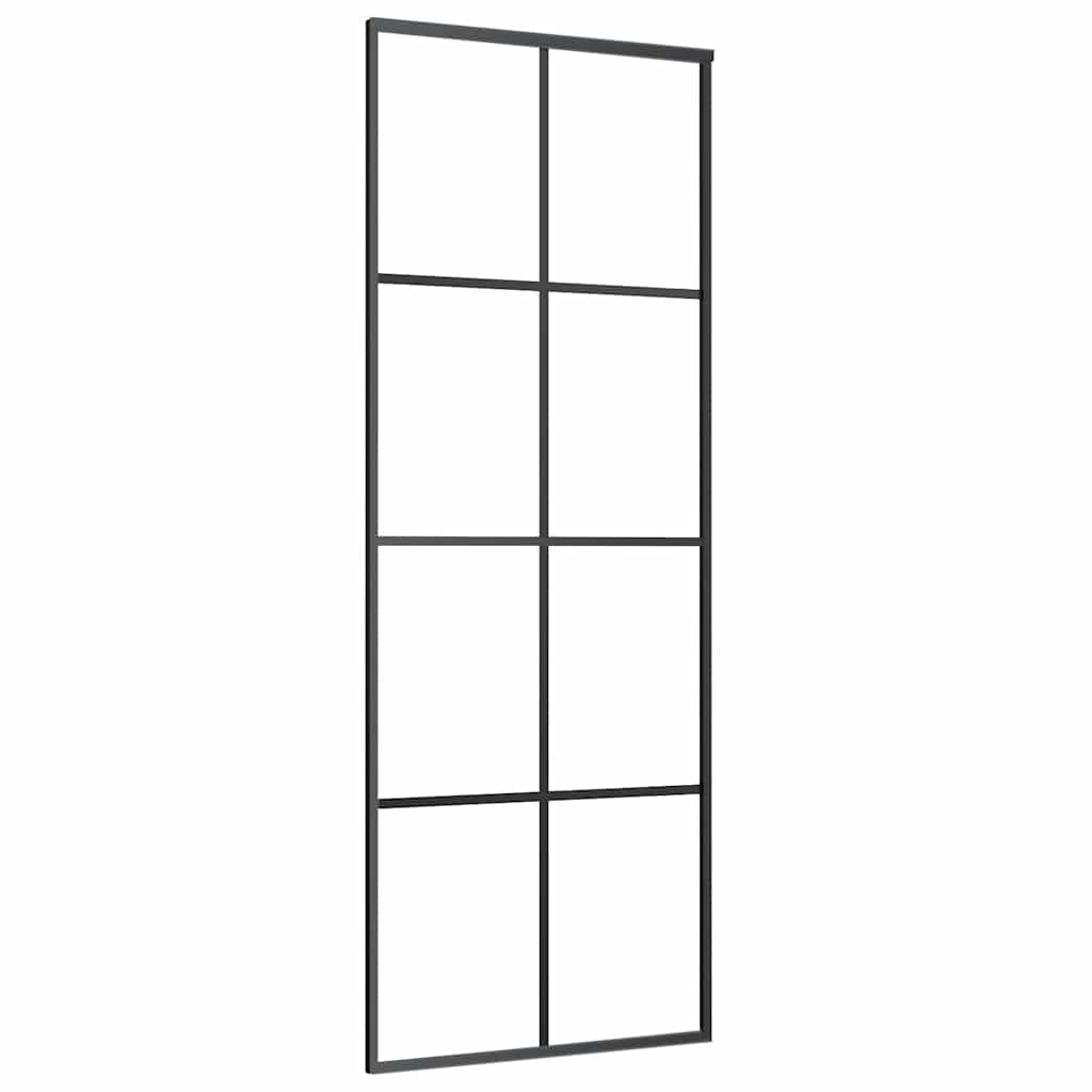 Skyvedør med monteringssett svart 76x205 cm ESG-glass vidaXL
