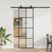 Skyvedør med monteringssett svart 76x205 cm ESG-glass vidaXL