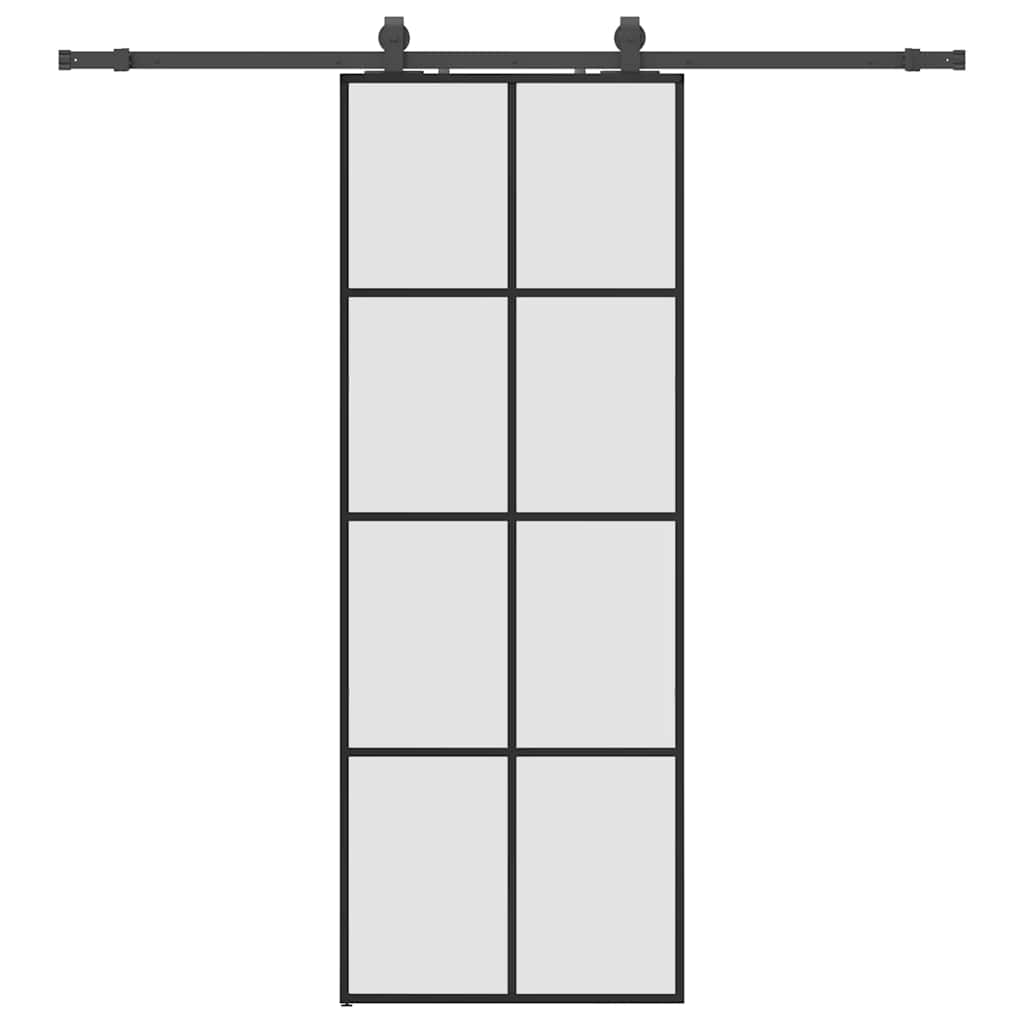 Skyvedør med monteringssett svart 76x205 cm ESG-glass vidaXL