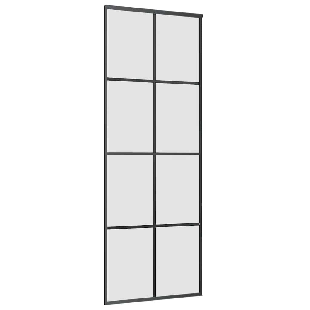 Skyvedør med monteringssett svart 76x205 cm ESG-glass vidaXL