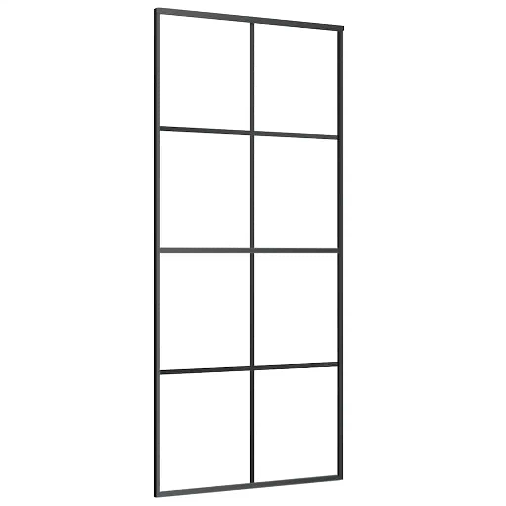 Skyvedør med monteringssett svart 90x205 cm ESG-glass