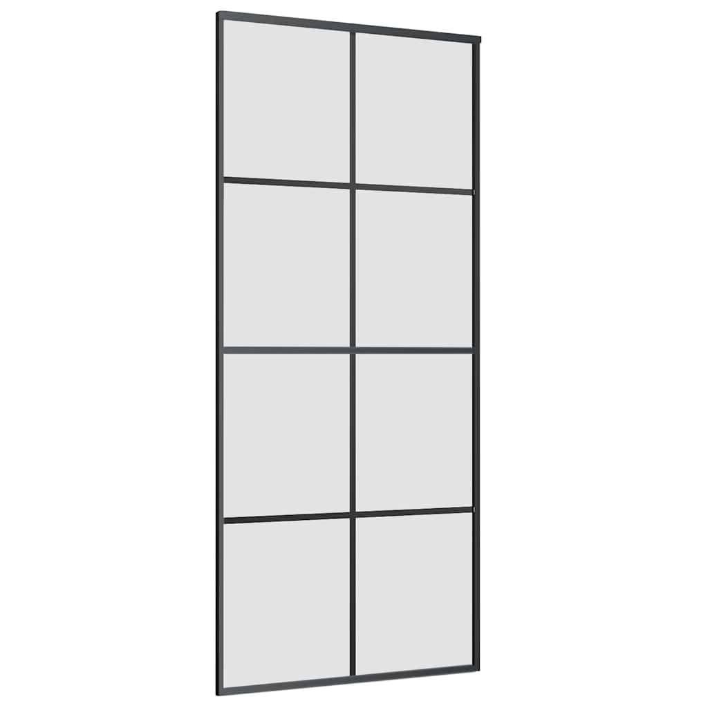 Skyvedør med monteringssett svart 90x205 cm ESG-glass vidaXL