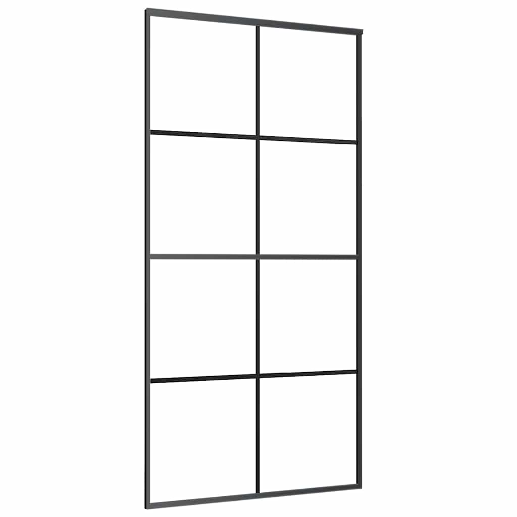 Skyvedør med monteringssett svart 102,5x205 cm ESG-glass vidaXL