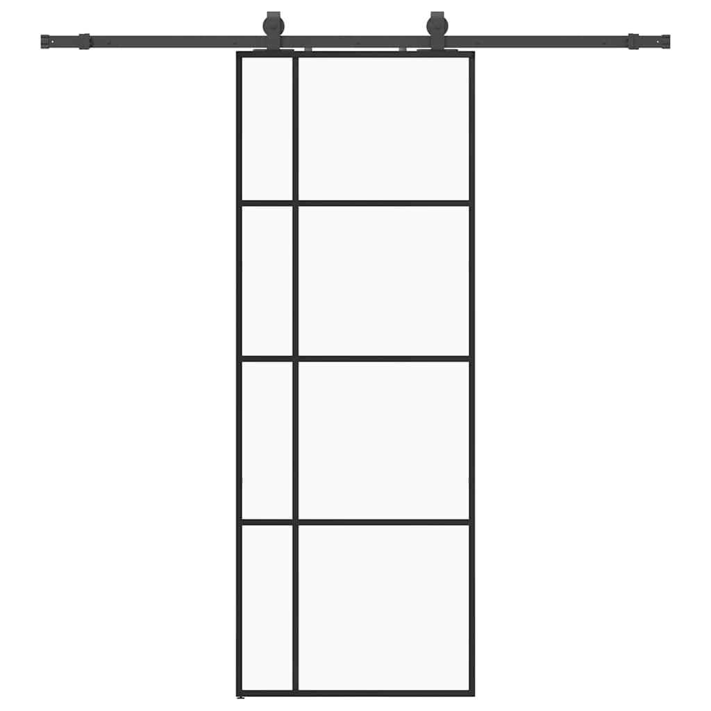 Skyvedør med monteringssett svart 76x205 cm ESG-glass vidaXL