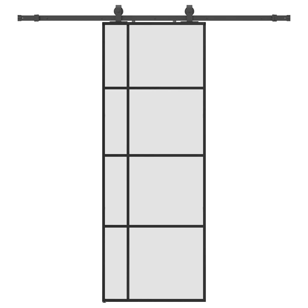 Skyvedør med monteringssett svart 76x205 cm ESG-glass vidaXL