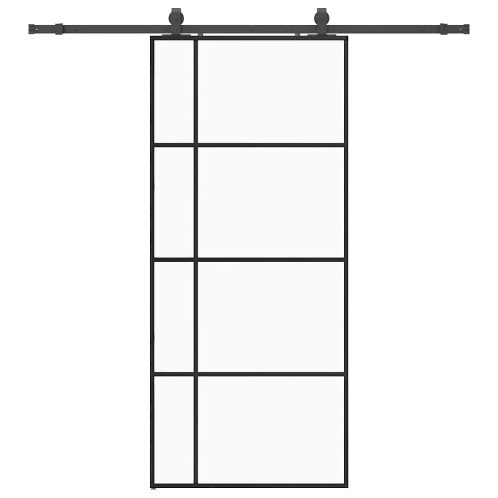 Skyvedør med monteringssett svart 90x205 cm ESG-glass vidaXL