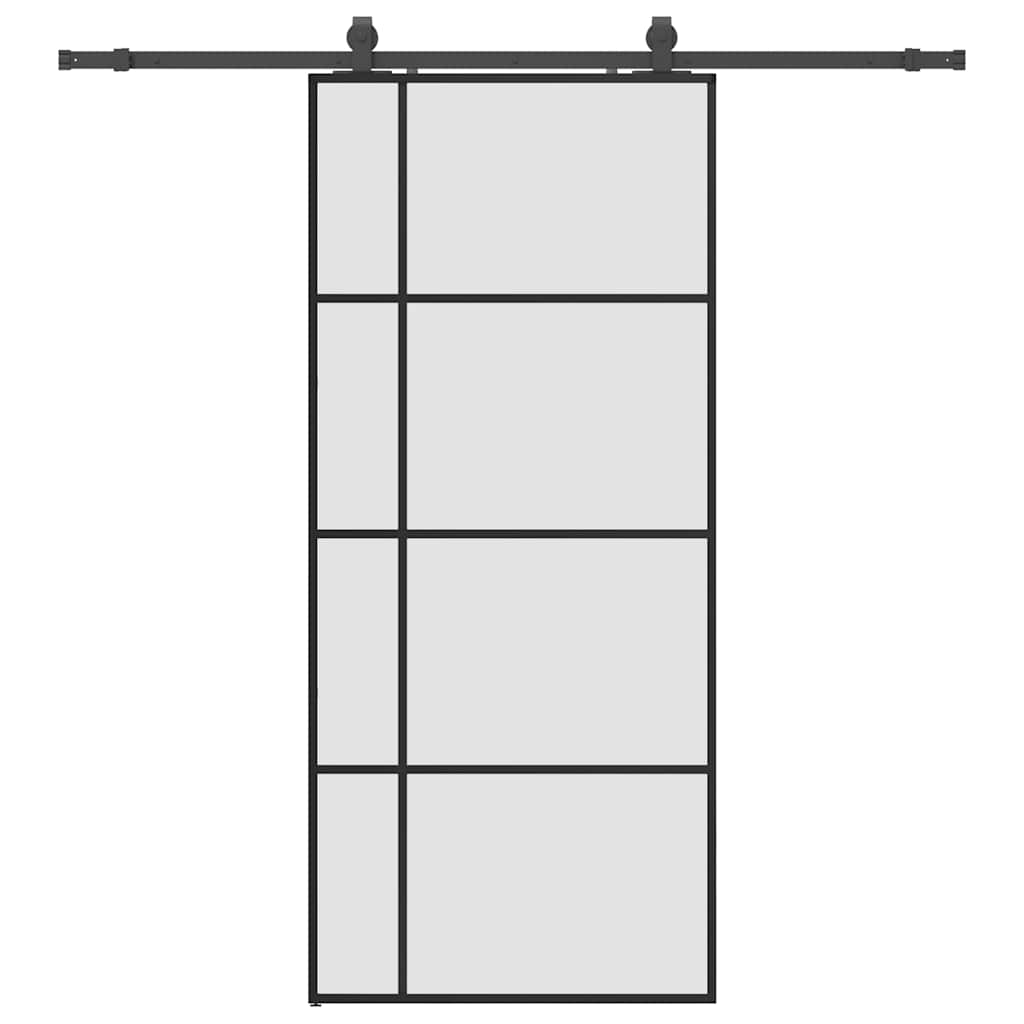 Skyvedør med monteringssett svart 90x205 cm ESG-glass vidaXL