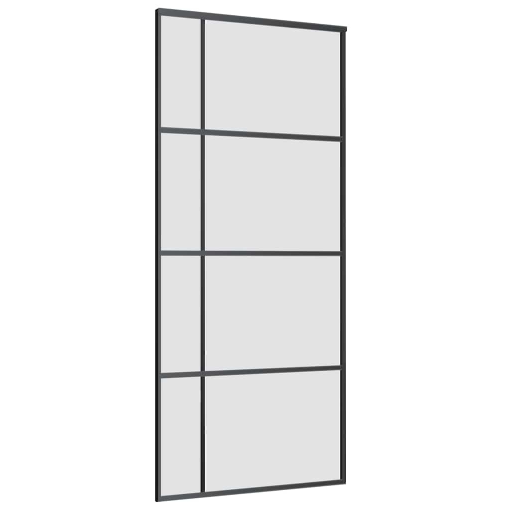 Skyvedør med monteringssett svart 90x205 cm ESG-glass vidaXL