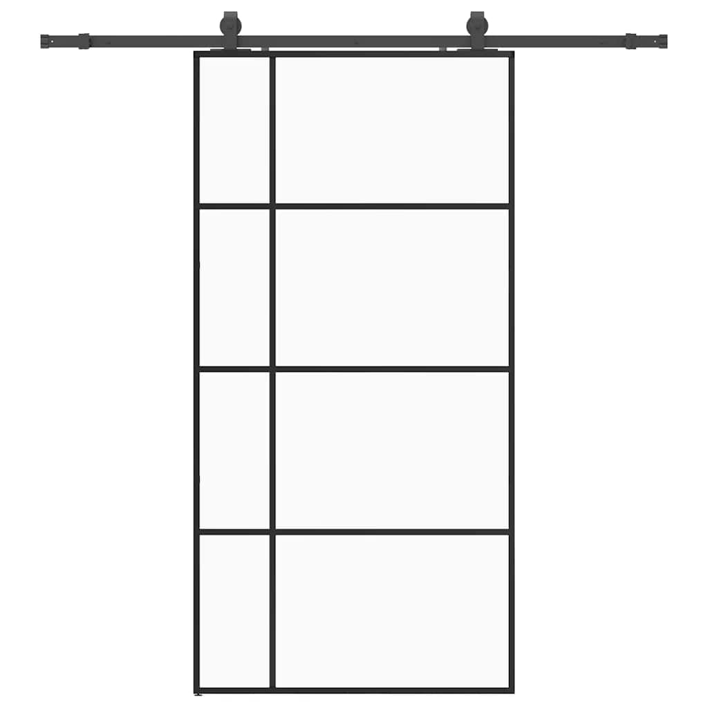 Skyvedør med monteringssett svart 102,5x205 cm ESG-glass vidaXL