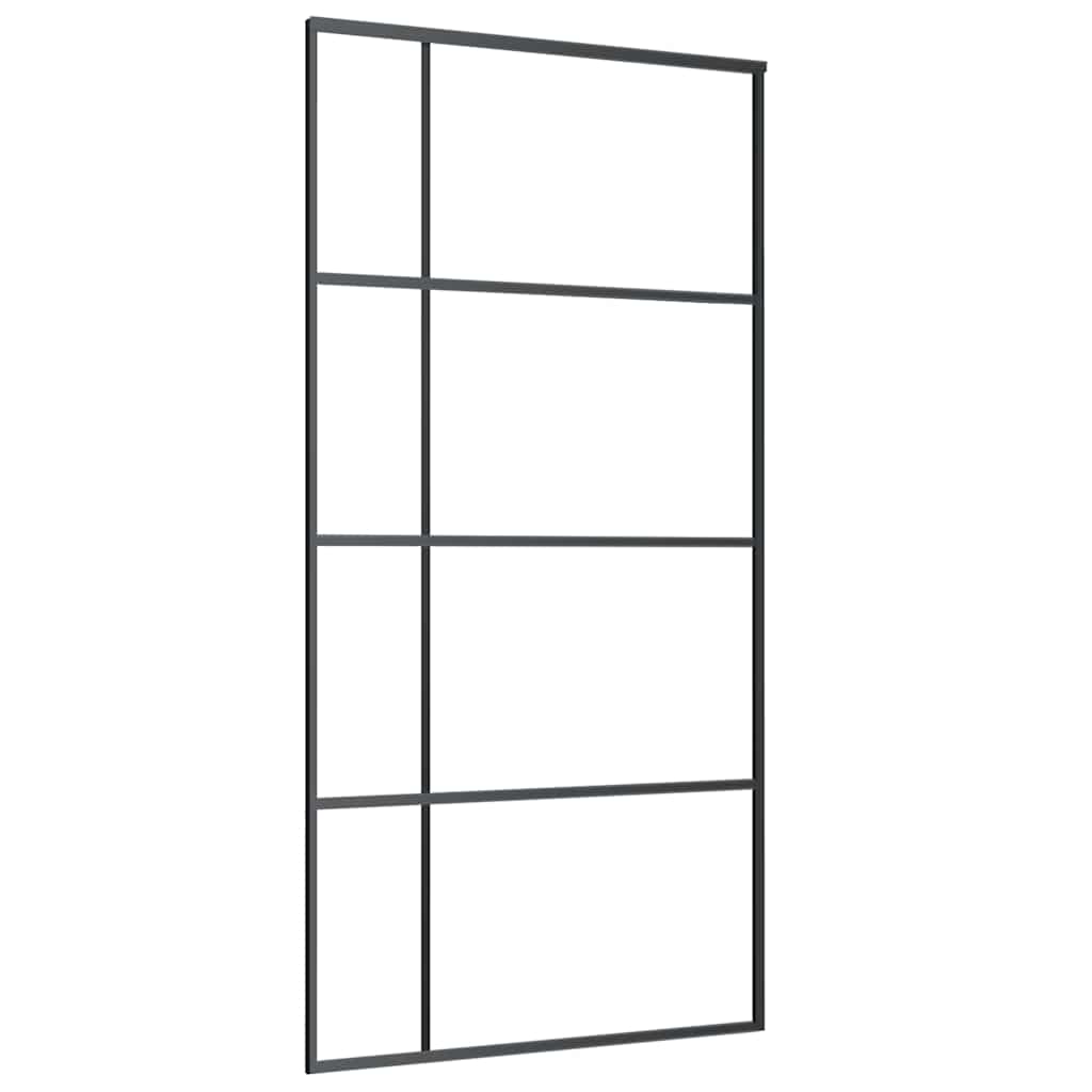 Skyvedør med monteringssett svart 102,5x205 cm ESG-glass vidaXL