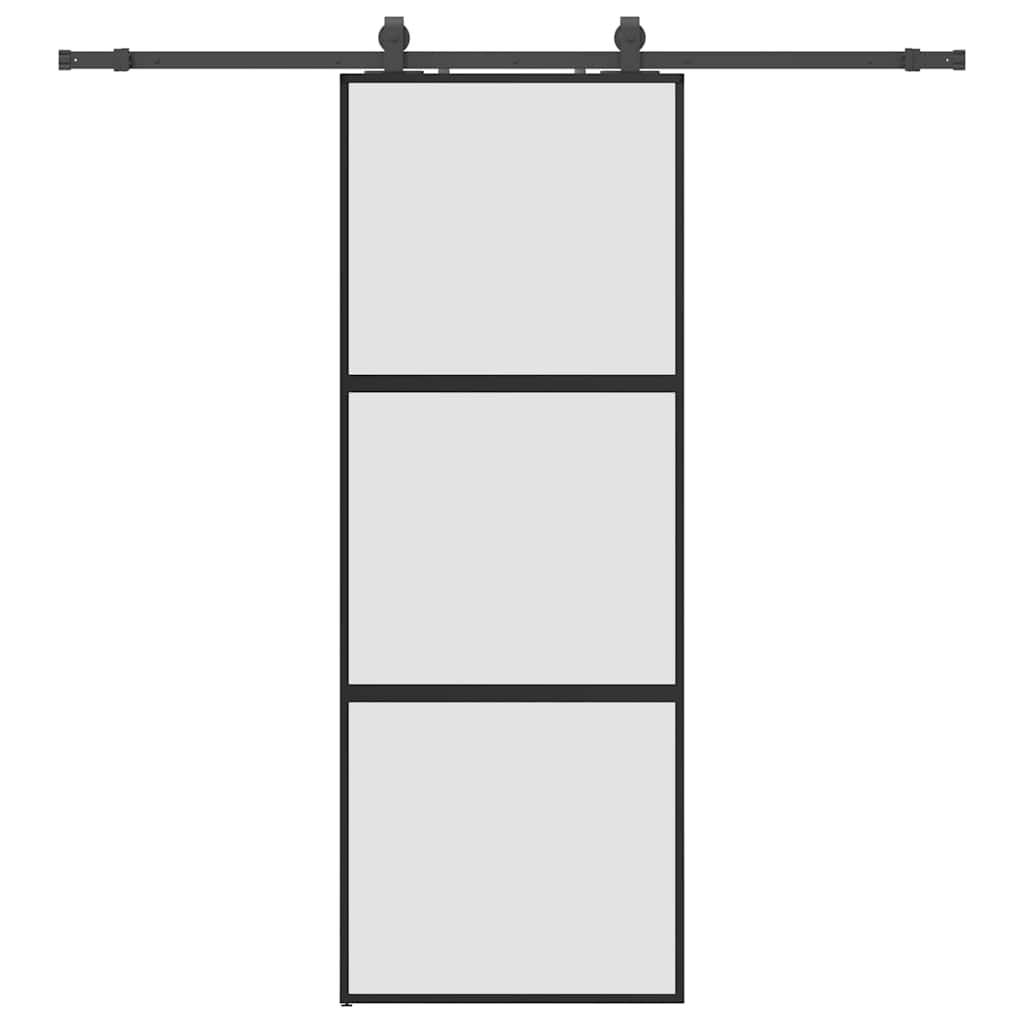 Skyvedør med monteringssett svart 76x205 cm herdet glass vidaXL