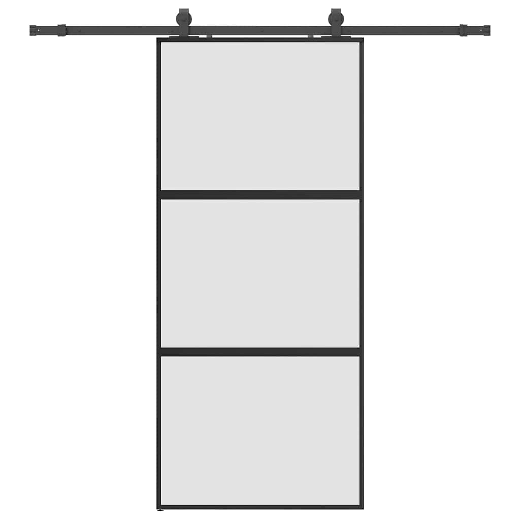 Skyvedør med monteringssett svart 90x205 cm herdet glass vidaXL
