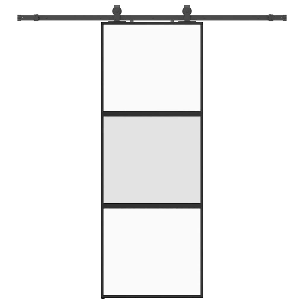 Skyvedør med monteringssett svart 76x205 cm herdet glass vidaXL