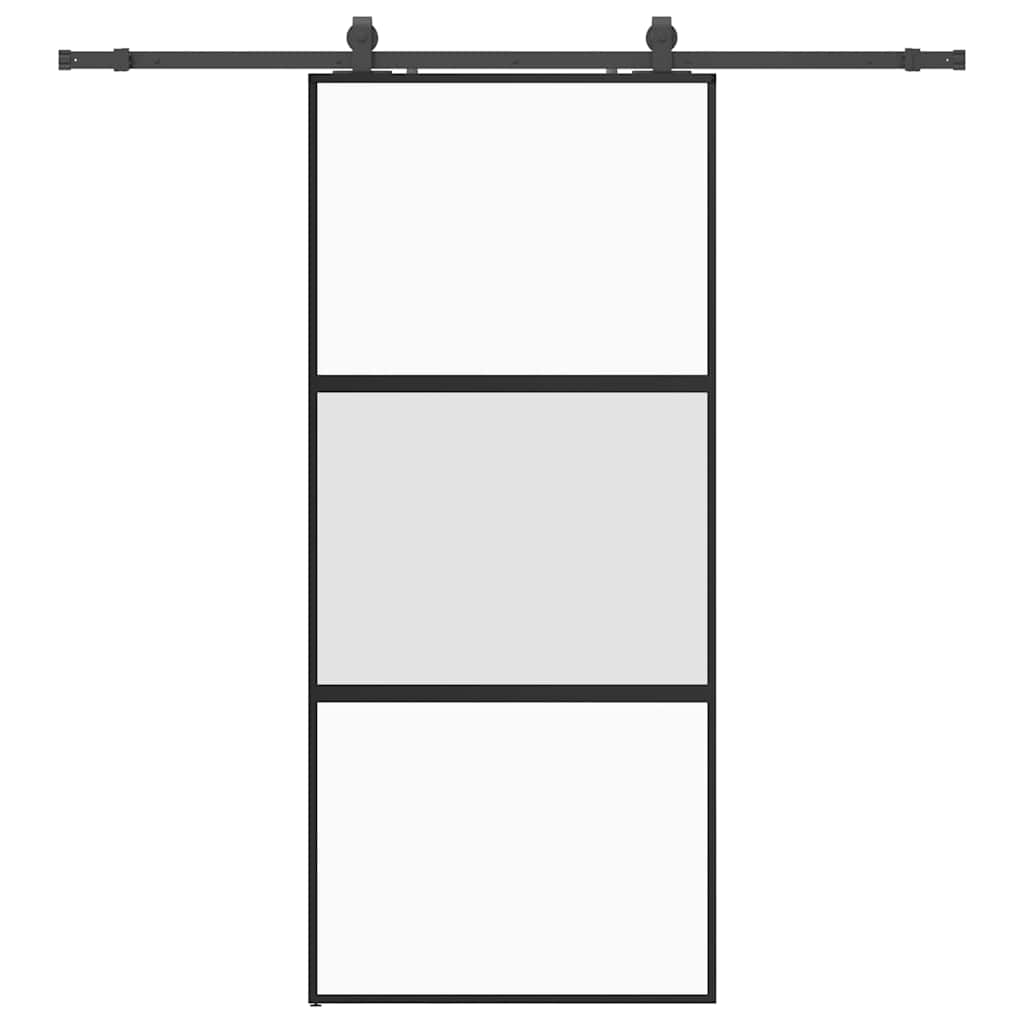 Skyvedør med monteringssett svart 90x205 cm herdet glass vidaXL