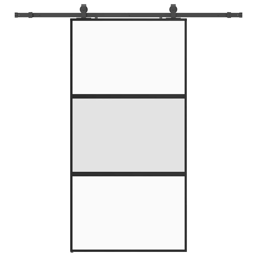 Skyvedør med monteringssett svart 102,5x205 cm herdet glass vidaXL