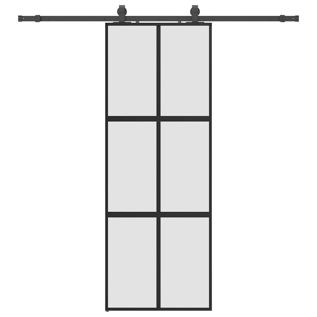 Skyvedør med monteringssett svart 76x205 cm herdet glass vidaXL