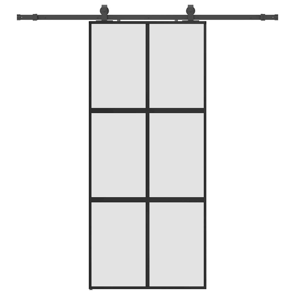 Skyvedør med monteringssett svart 90x205 cm herdet glass vidaXL