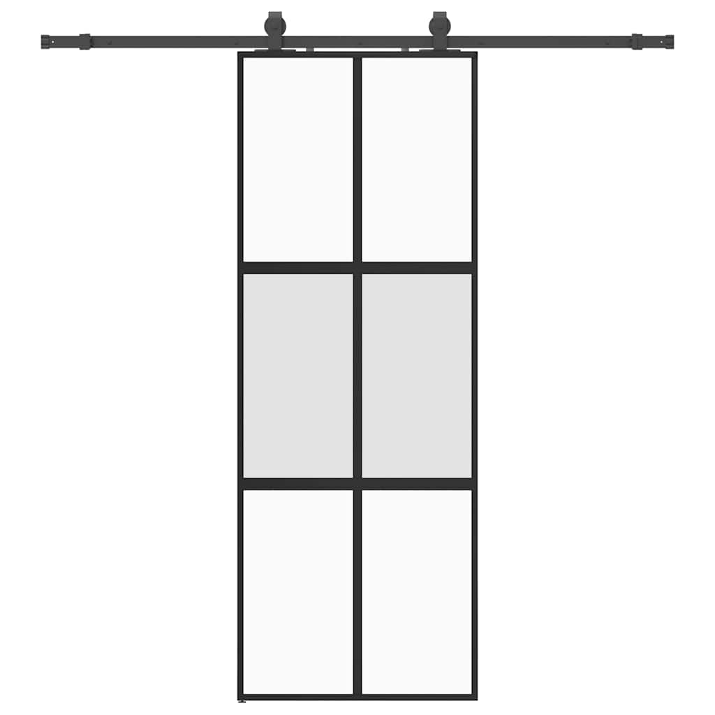 Skyvedør med monteringssett svart 76x205 cm herdet glass vidaXL