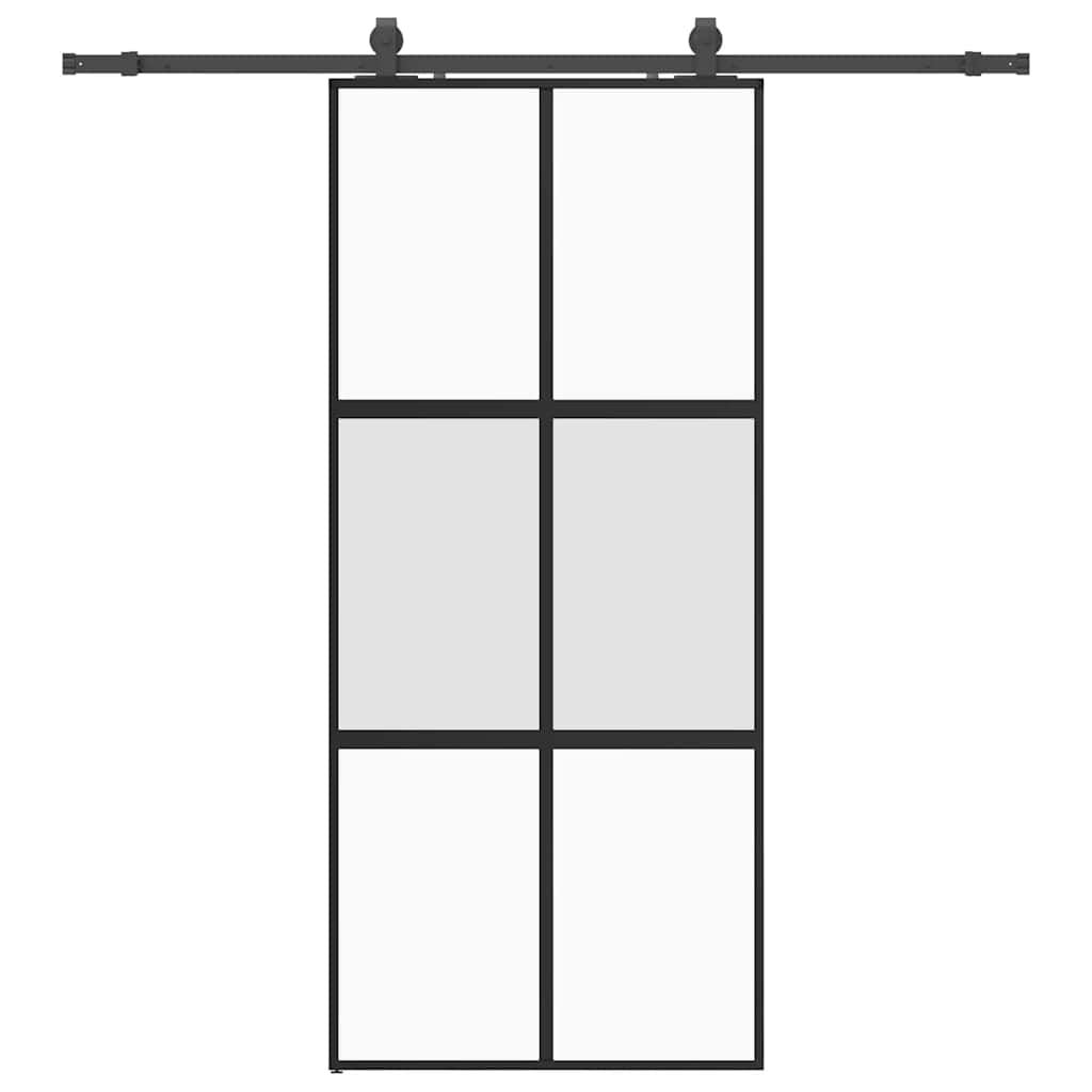 Skyvedør med monteringssett svart 90x205 cm herdet glass vidaXL