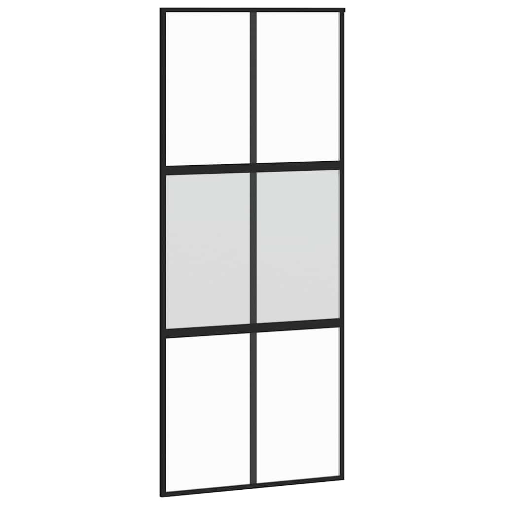Skyvedør med monteringssett svart 90x205 cm herdet glass vidaXL