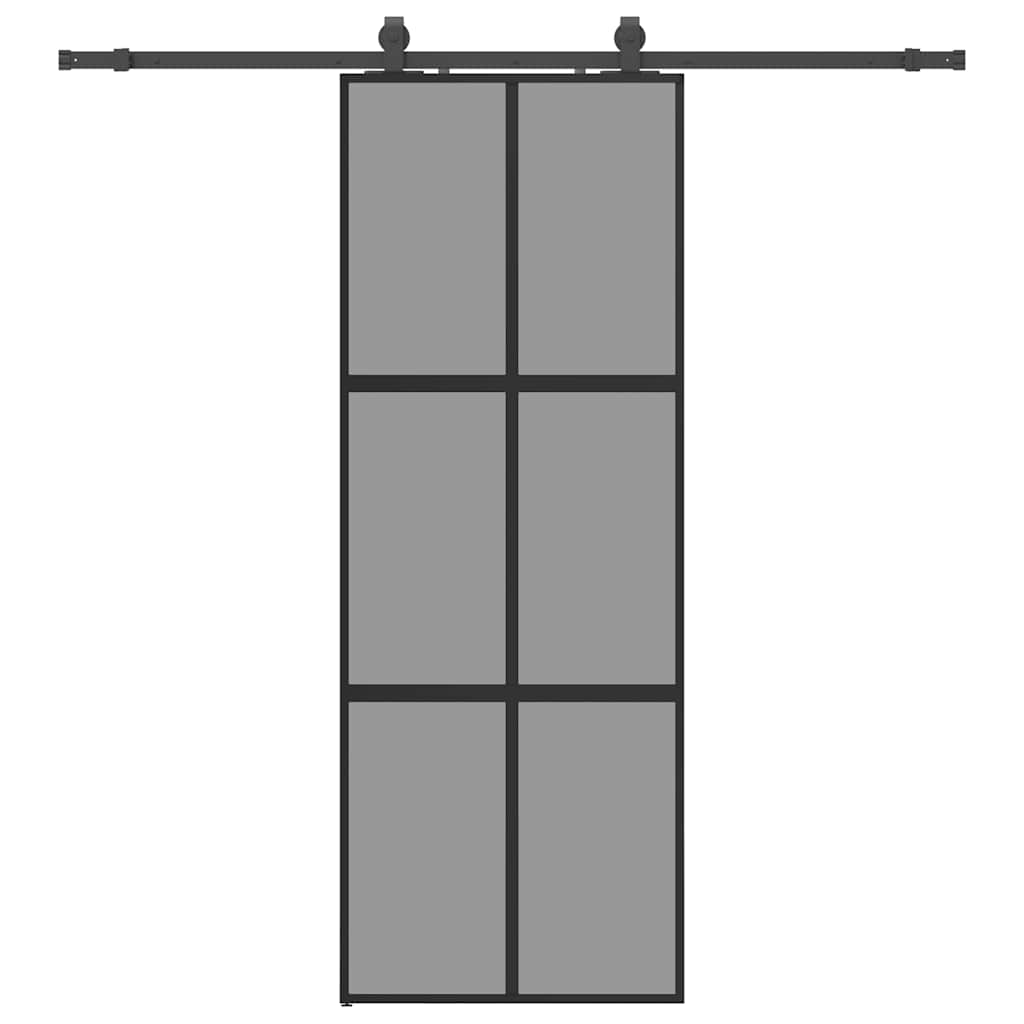 Skyvedør med monteringssett svart 76x205 cm herdet glass