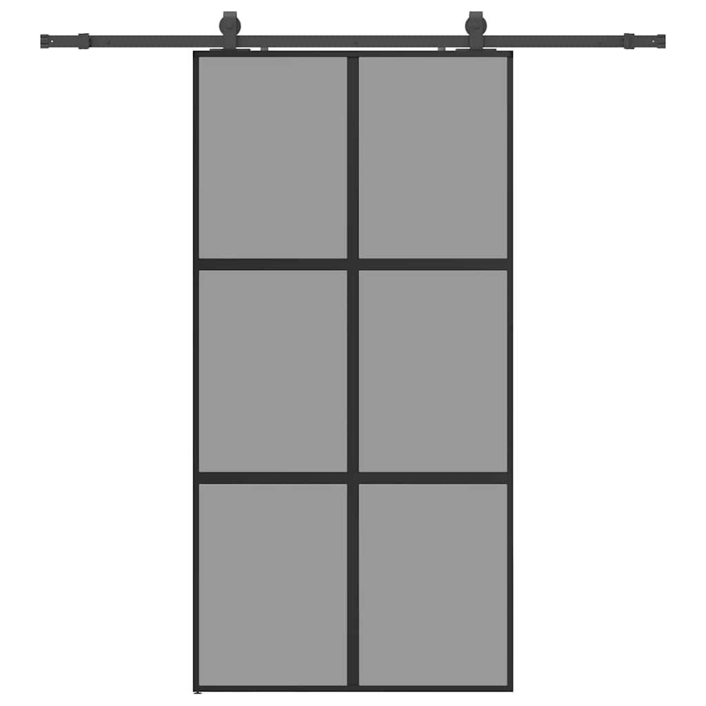 Skyvedør med monteringssett svart 102,5x205 cm herdet glass vidaXL