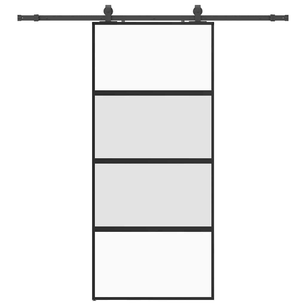 Skyvedør med monteringssett svart 90x205 cm herdet glass vidaXL