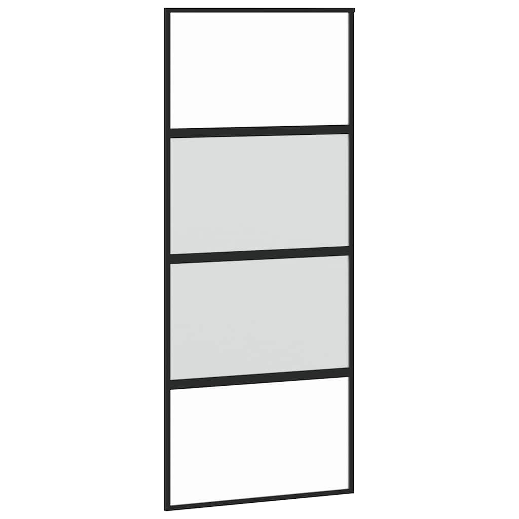 Skyvedør med monteringssett svart 90x205 cm herdet glass vidaXL