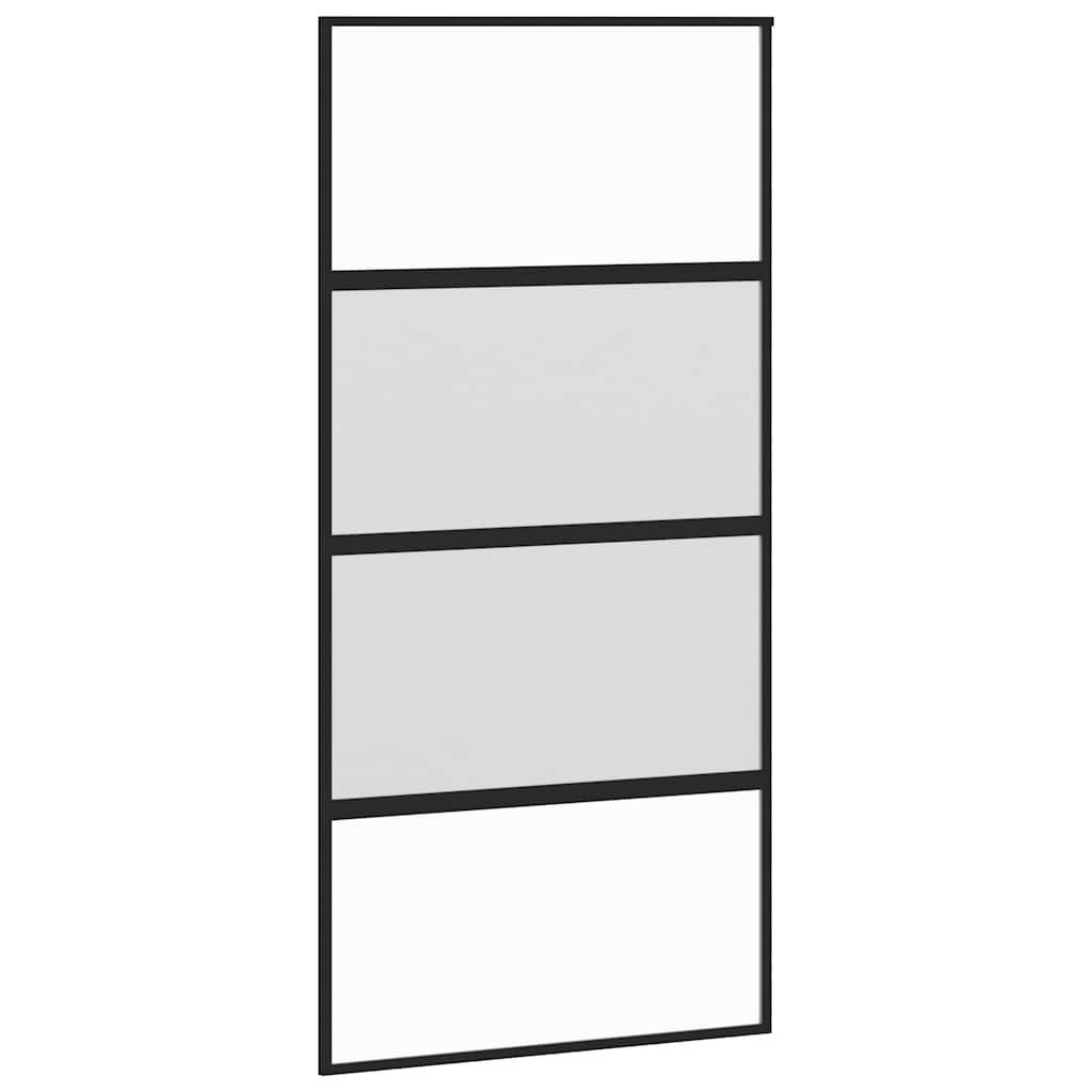 Skyvedør med monteringssett svart 102,5x205 cm herdet glass vidaXL