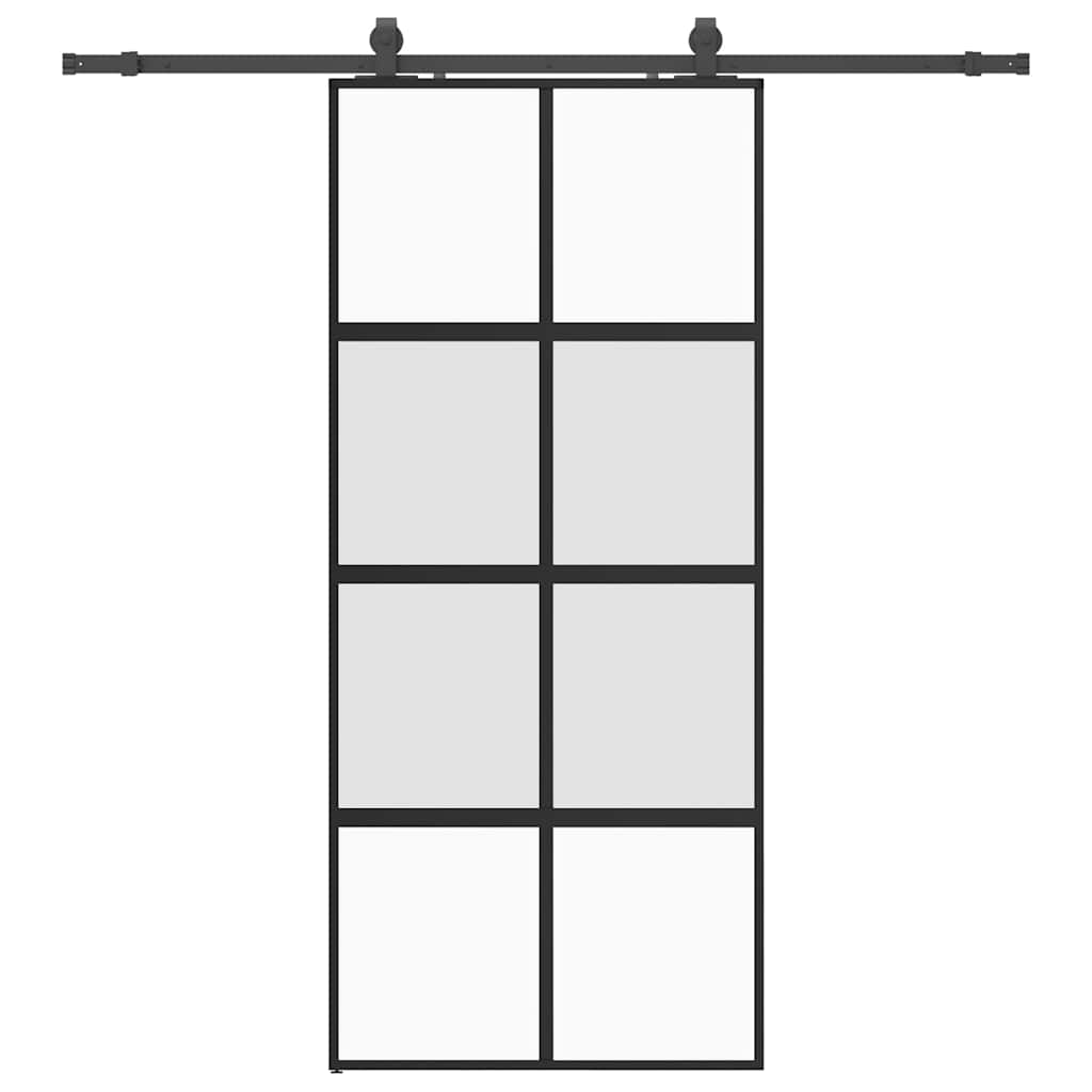 Skyvedør med monteringssett svart 90x205 cm herdet glass vidaXL