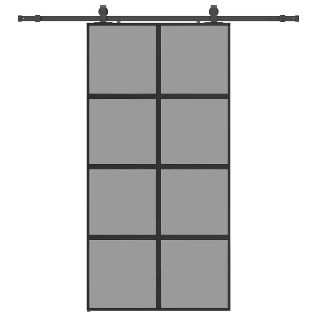Skyvedør med monteringssett svart 102,5x205 cm herdet glass vidaXL