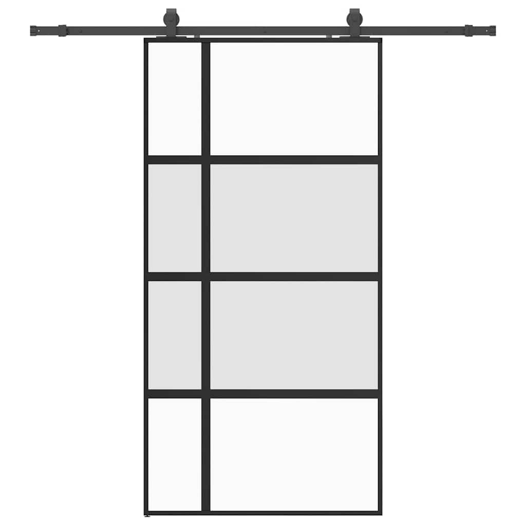 Skyvedør med monteringssett svart 102,5x205 cm herdet glass vidaXL