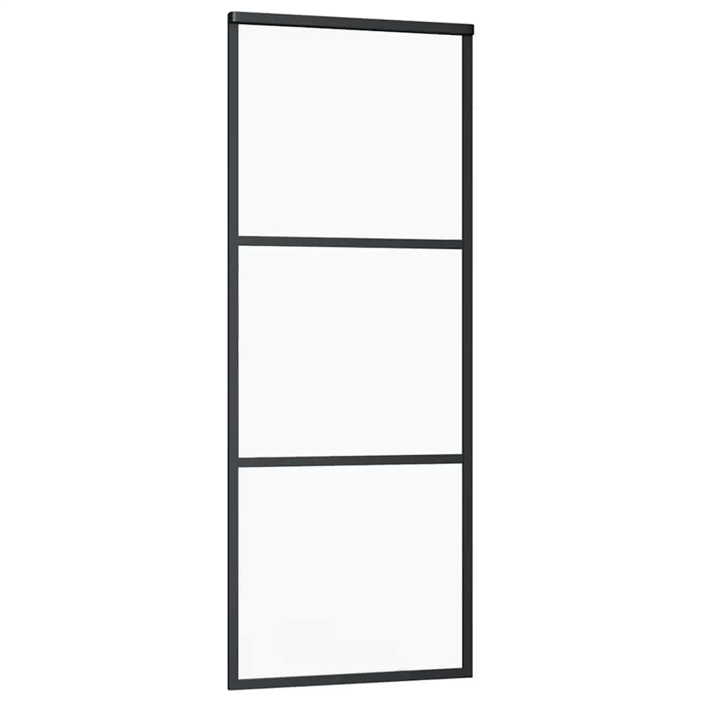 Skyvedør med monteringssett svart 76x205 cm ESG-glass
