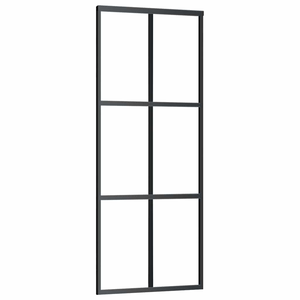 Skyvedør med monteringssett svart 76x205 cm ESG-glass