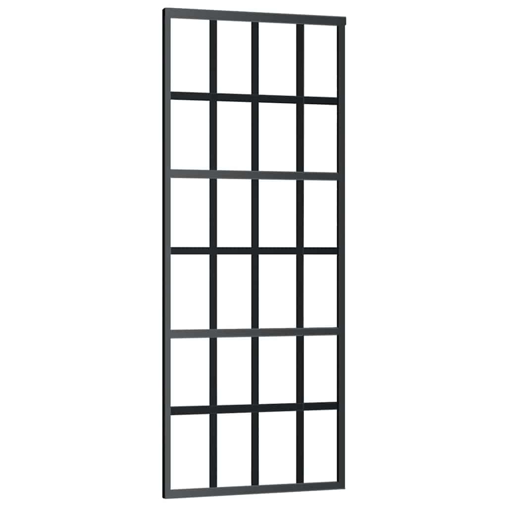Skyvedør med monteringssett svart 76x205 cm ESG-glass