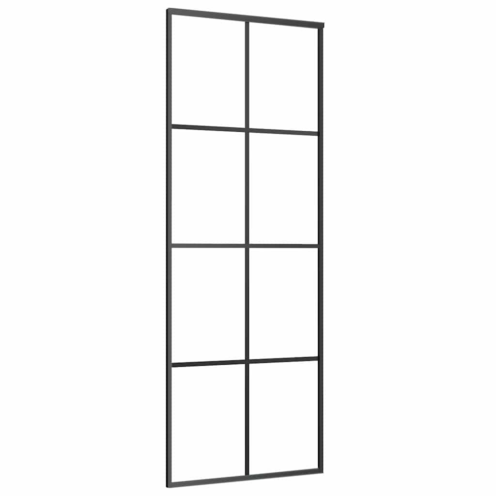 Skyvedør med monteringssett svart 76x205 cm ESG-glass