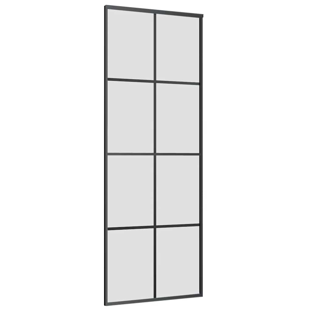 Skyvedør med monteringssett svart 76x205 cm ESG-glass