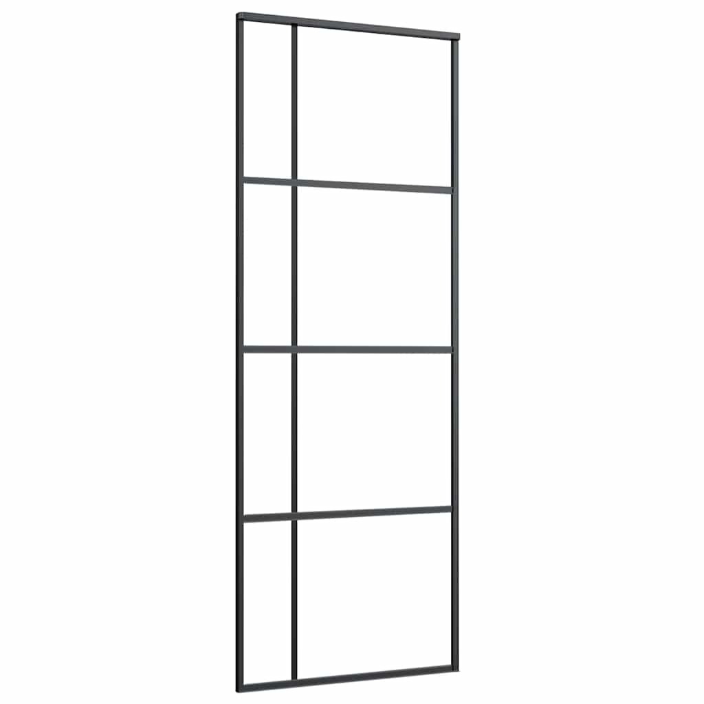 Skyvedør med monteringssett svart 76x205 cm ESG-glass