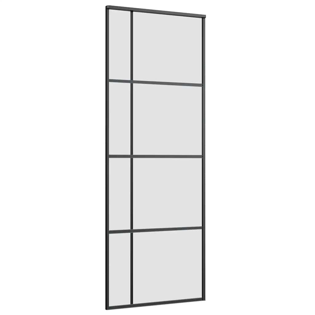 Skyvedør med monteringssett svart 76x205 cm ESG-glass