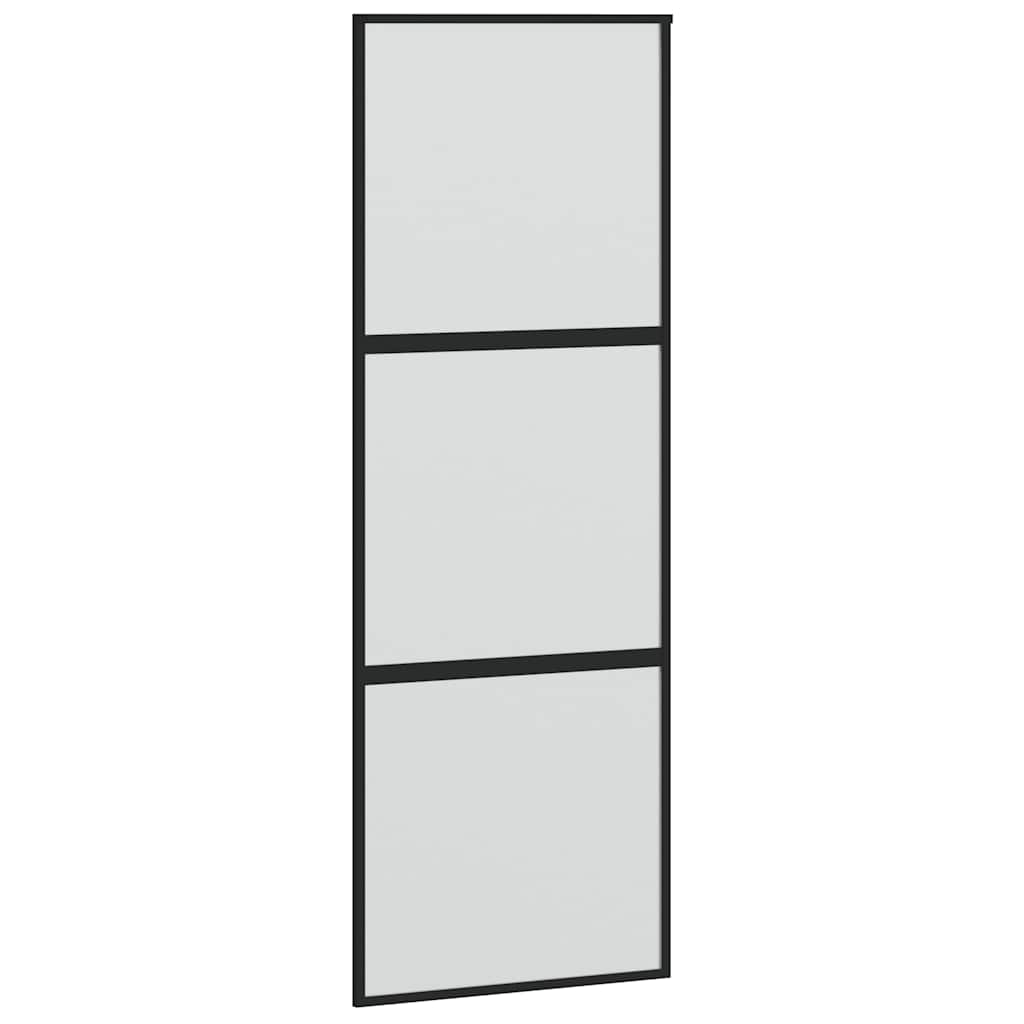 Skyvedør med monteringssett svart 76x205 cm herdet glass