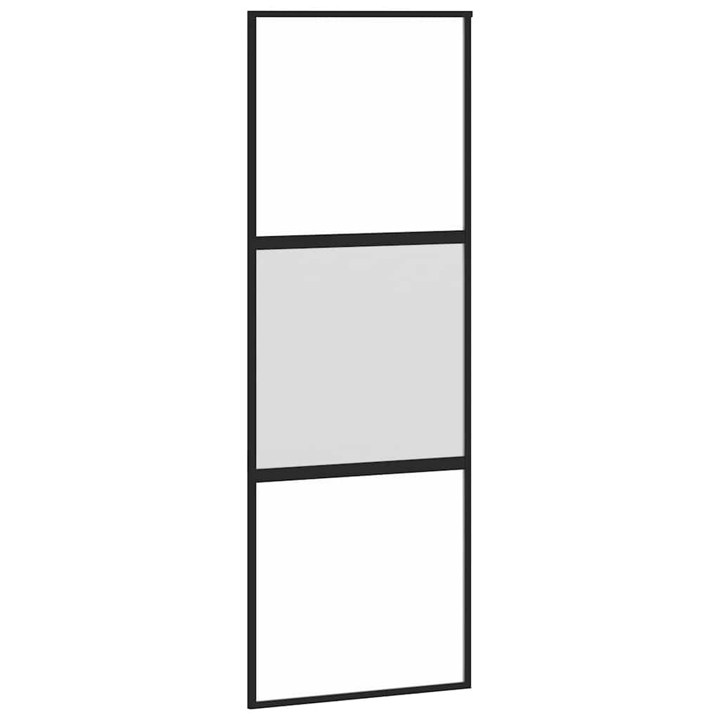 Skyvedør med monteringssett svart 76x205 cm herdet glass