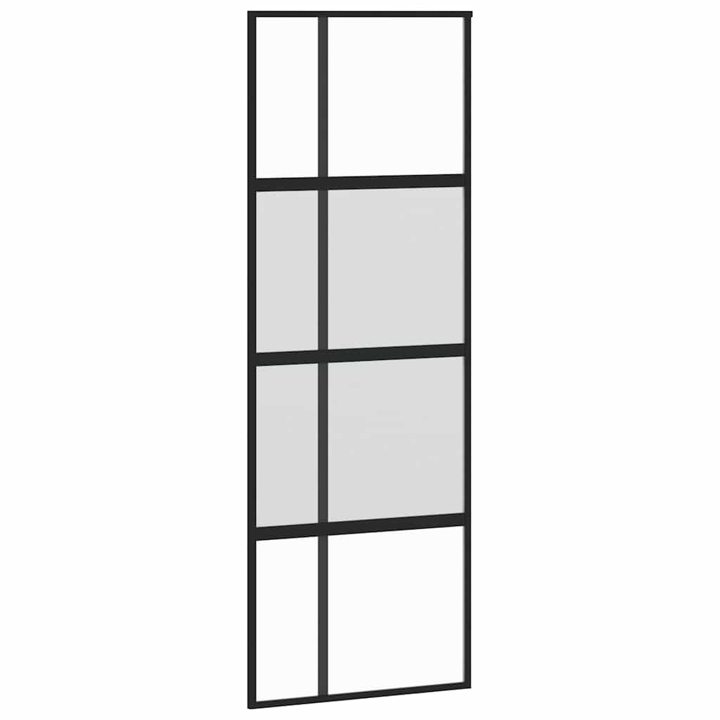 Skyvedør med monteringssett svart 76x205 cm herdet glass
