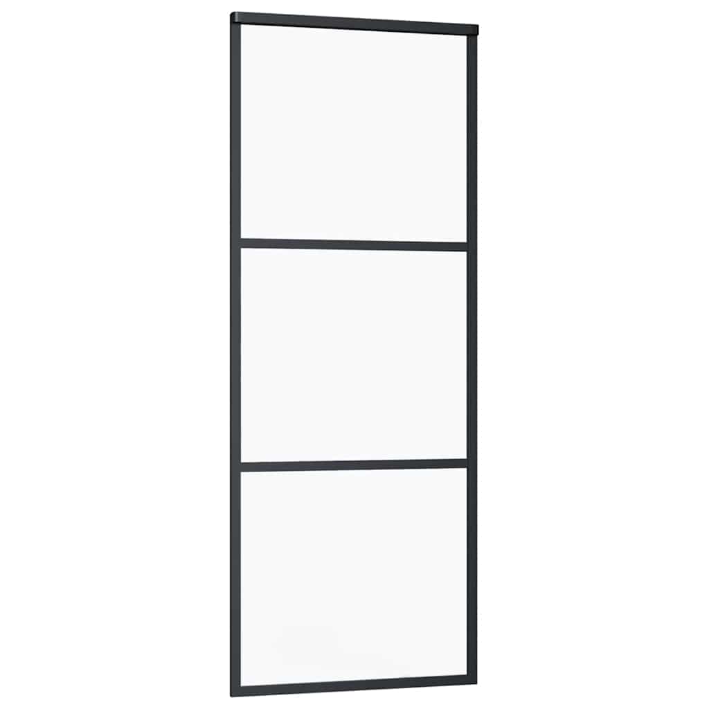 Skyvedør med monteringssett svart 76x205 cm ESG-glass