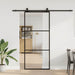 Skyvedør med monteringssett svart 90x205 cm ESG-glass