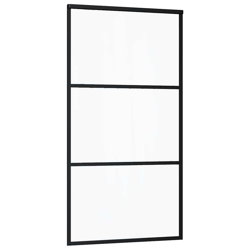 Skyvedør med monteringssett svart 102x205 cm ESG-glass