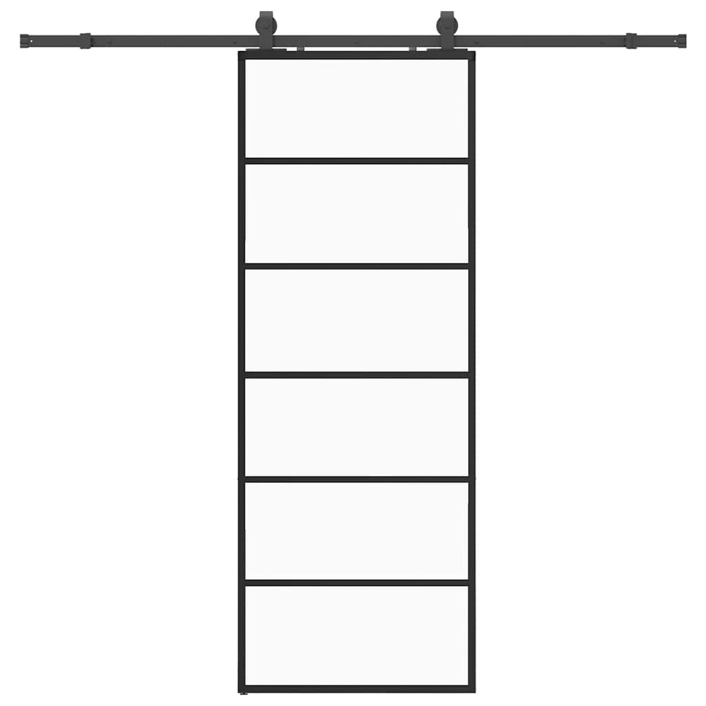 Skyvedør med monteringssett svart 76x205 cm ESG-glass
