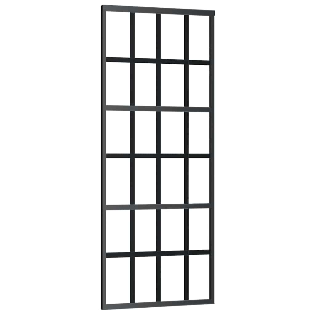 Skyvedør med monteringssett svart 76x205 cm ESG-glass