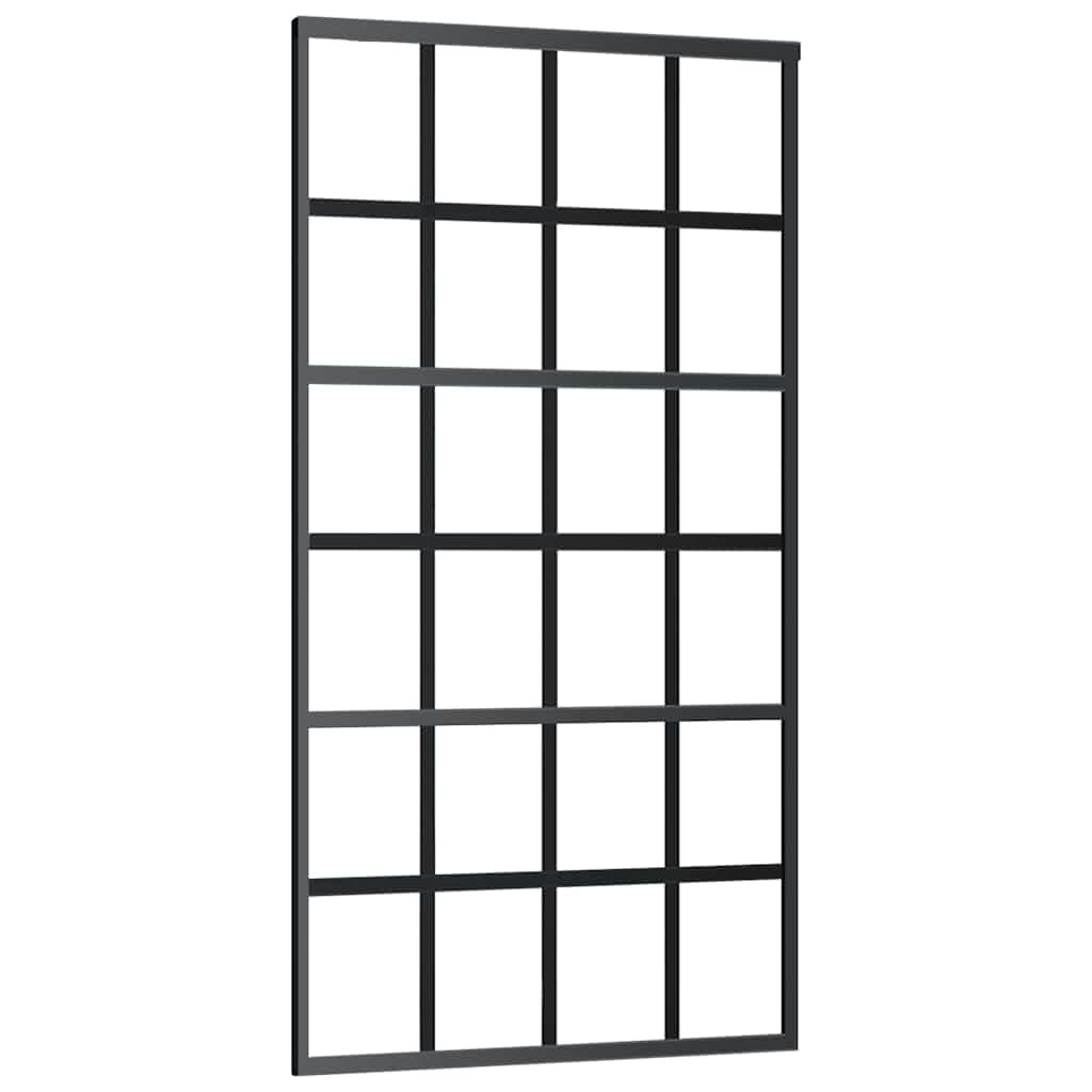 Skyvedør med monteringssett svart 102x205 cm ESG-glass