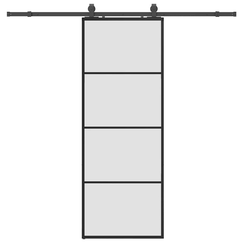 Skyvedør med monteringssett svart 76x205 cm ESG-glass