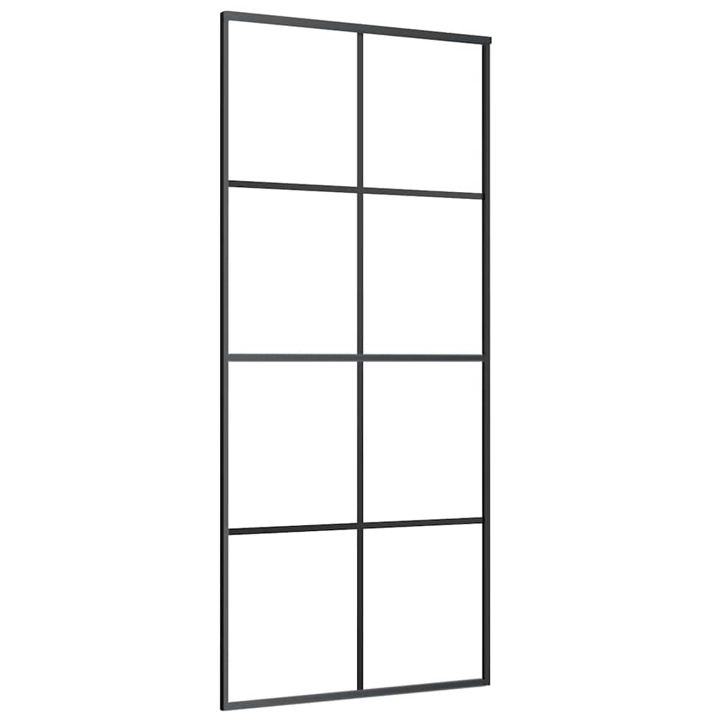 Skyvedør med monteringssett svart 90x205 cm ESG-glass